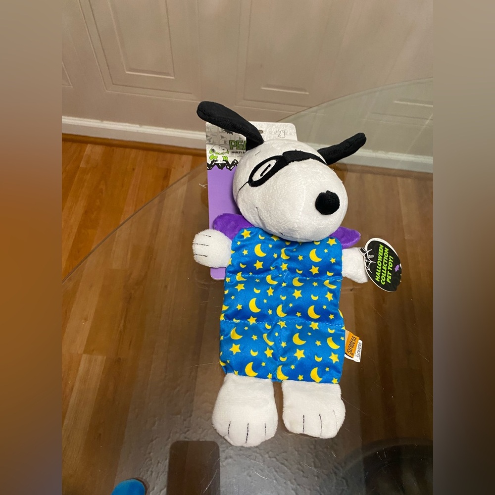 GMASON Peanuts  Flat  Snoopy  Dog Toy w/7 Squeakers  /Clinker New 12”